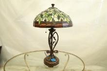 Stained Glas Lamp with Metal Base
