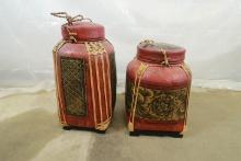 2 Asian Style Paper Mache Containers