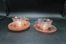 6 Pieces of Cabbage Rose Depression Glass