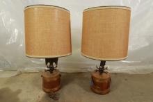 Pair Eagle And Bucket Style Lamps