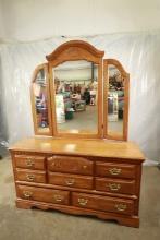 Athens Furniture Oak Dresser with Mirror
