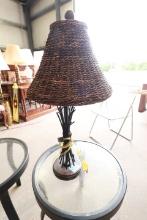 Metal Lamp with Wicker Shade