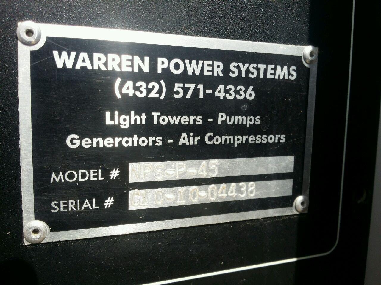 2010 Warren Power Systems Model NPS-P-45 Generator | Video Available