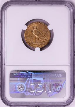 1913 $5 Indian Head Half Eagle Gold Coin NGC AU58