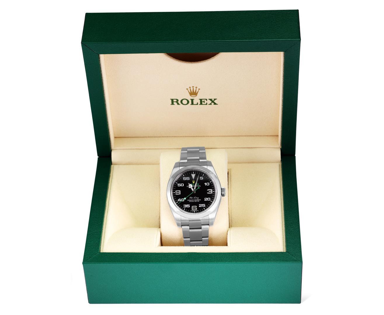 Rolex Mens Stainless Steel Air King Wristwatch With Rolex Box