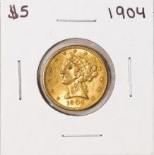 1904 $5 Liberty Head Half Eagle Gold Coin