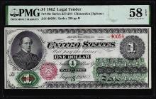 1862 $1 Legal Tender Note Fr.16c PMG Choice About Uncirculated 58EPQ