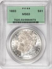 1893 $1 Morgan Silver Dollar Coin PCGS MS63 Old Green Holder