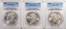 Lot of (3) 1888 $1 Morgan Silver Dollar Coins PCGS MS63