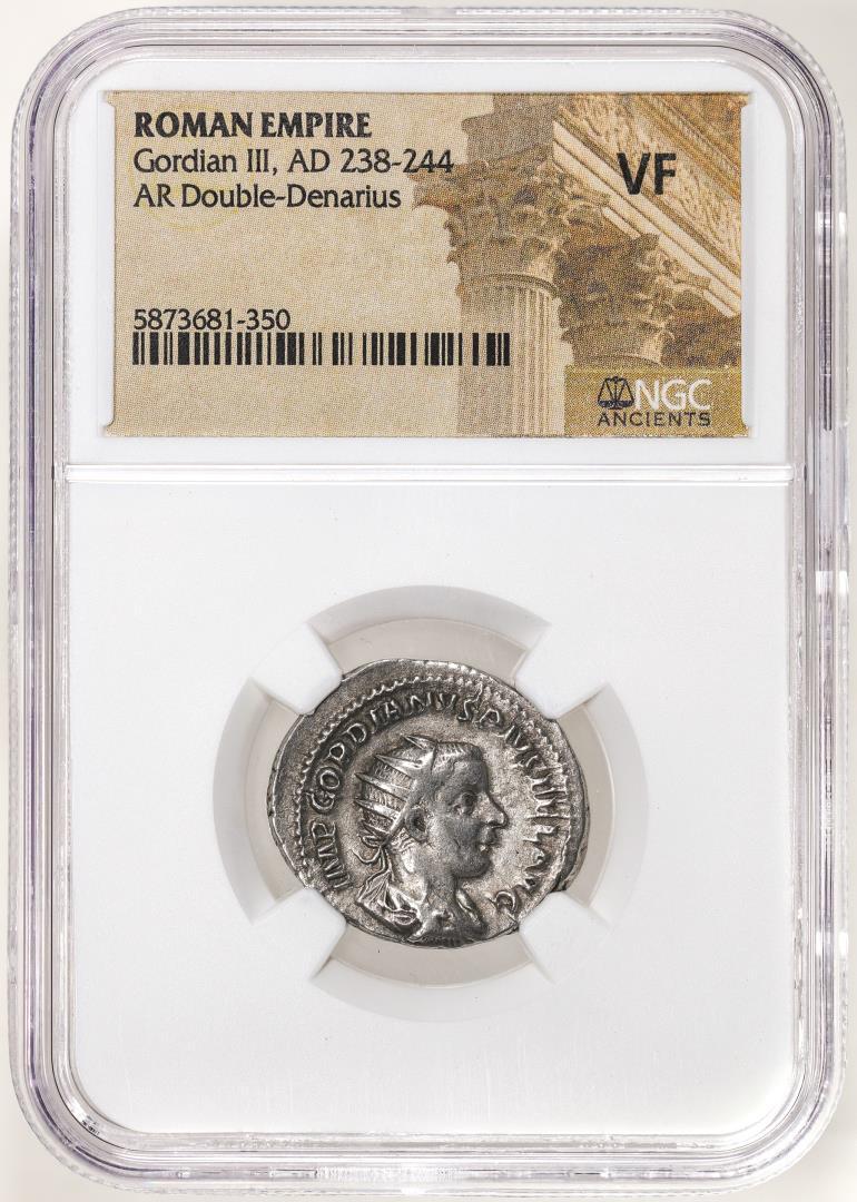 Roman Empire 238-244 AD Gordian III AR Double-Denarius Ancient Coin NGC VF