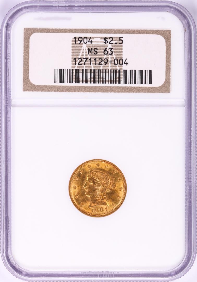 1904 $2 1/2 Liberty Head Quarter Eagle Gold Coin NGC MS63