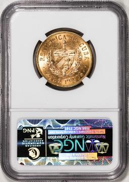 1916 Cuba 10 Pesos Gold Coin NGC MS62