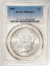 1887 $1 Morgan Silver Dollar Coin PCGS MS63PL