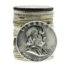 Roll of (20) Brilliant Uncirculated 1958 Franklin Half Dollar Coins