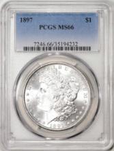 1897 $1 Morgan Silver Dollar Coin PCGS MS66