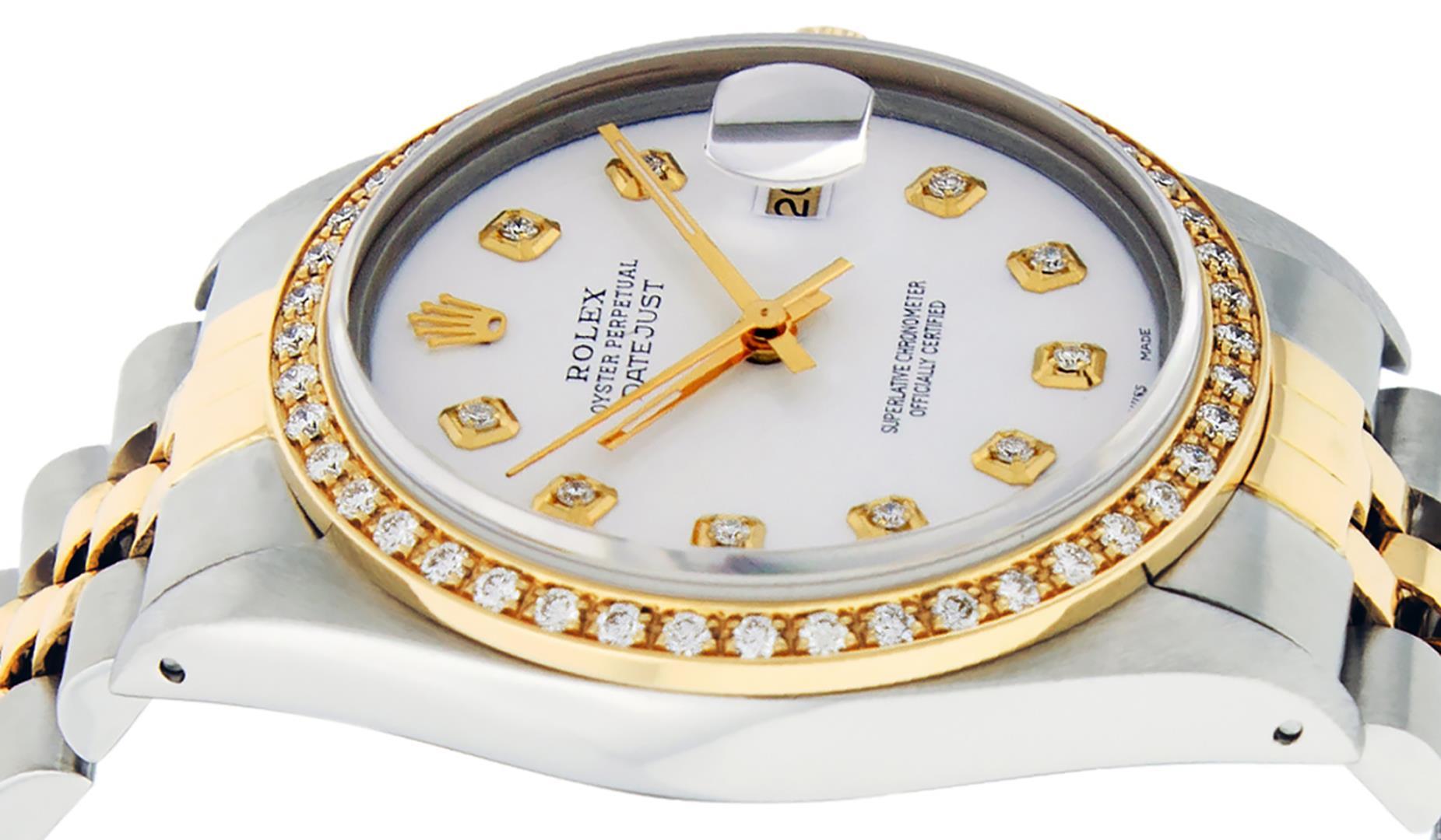 Rolex Mens Two Tone Diamond Dial Datejust Wristwatch