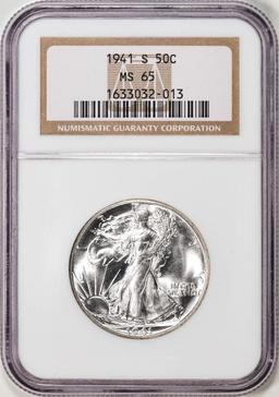 1941-S Walking Liberty Half Dollar Coin NGC MS65