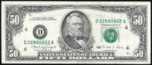 1990 $50 Federal Reserve Note Cleveland Minor Offset Error