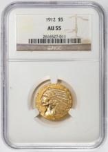 1912 $5 Indian Head Half Eagle Gold Coin NGC AU55
