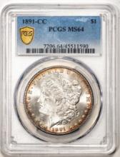 1891-CC $1 Morgan Silver Dollar Coin PCGS MS64 Nice Toning