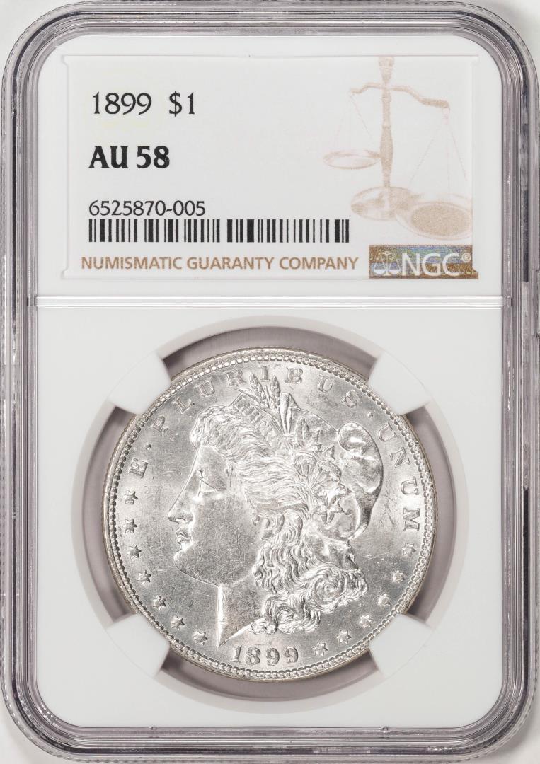 1899 $1 Morgan Silver Dollar Coin NGC AU58