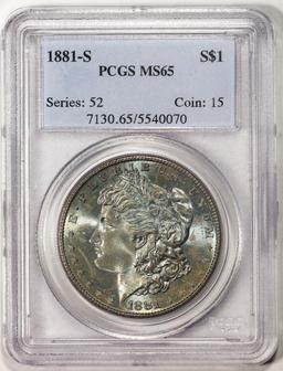 1881-S $1 Morgan Silver Dollar Coin PCGS MS65 Amazing Toning