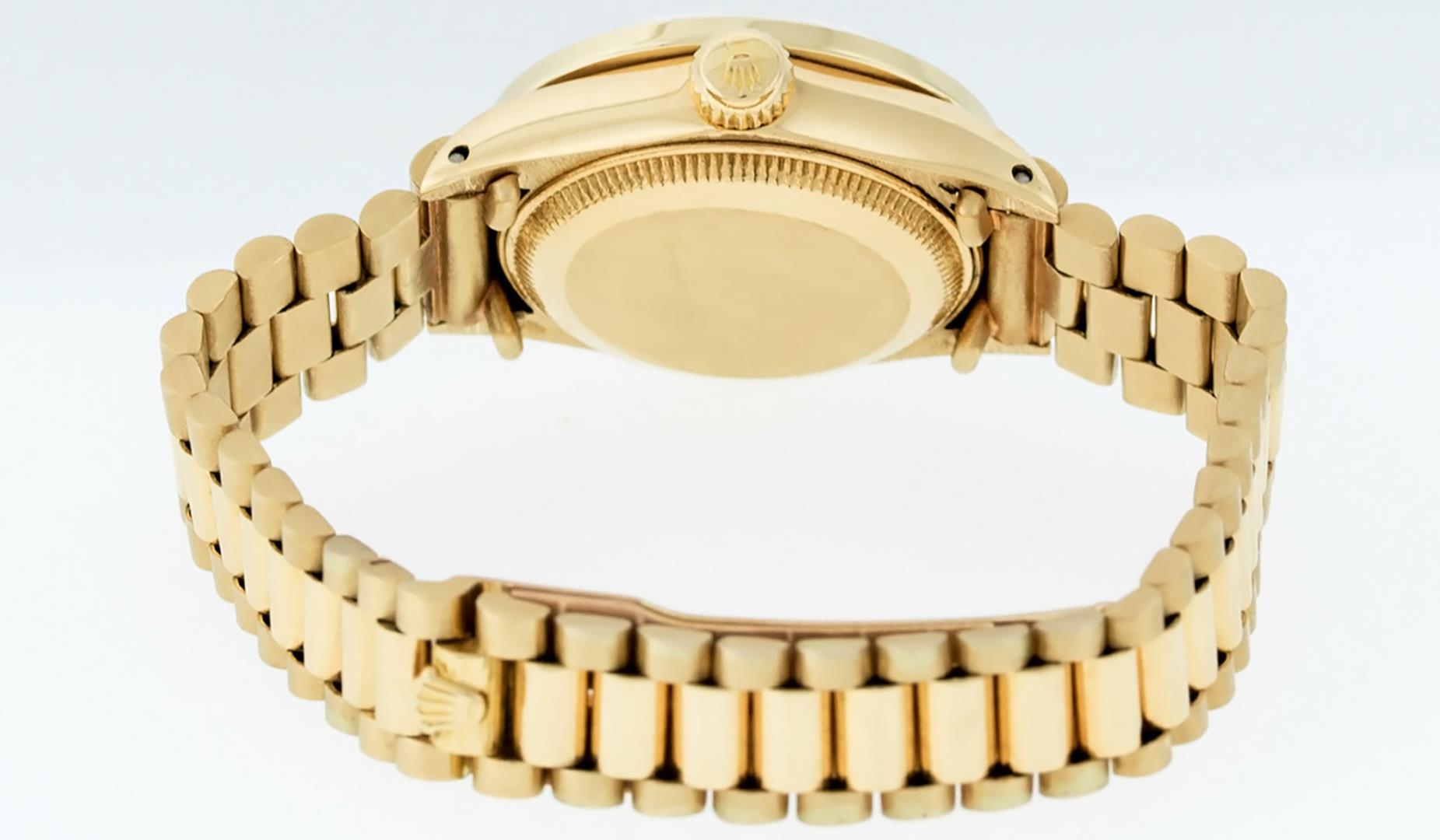 Rolex Ladies 18K Yellow Gold Emerald And Diamond President Wristwatch