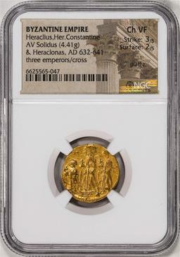 AD 632-641 Byzantine Empire Heraclius Her Constantine AV Solidus Gold Coin NGC Ch VF