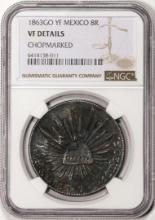 1863GO YF Mexico 8 Reales Silver Coin NGC VF Details Chopmarked
