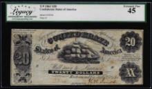 1861 $20 Confederate States of America Note T-9 Legacy Extremely Fine 45