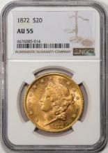 1872 $20 Liberty Head Double Eagle Gold Coin NGC AU55