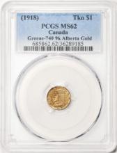 1918 Greene-740 9K $1 Alberta Gold Token PCGS MS62