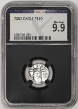 2002 $10 Platinum American Eagle Coin NGCX Mint State 9.9