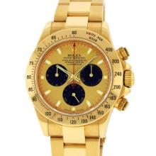 Rolex Mens 18K Yellow Gold "Paul Newman" Daytona Wristwatch with Rolex Box