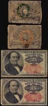 Lot of (4) Miscellaneous Five & Twenty-Five Cents Fractional Currency Notes