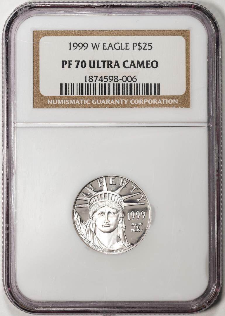 1999-W $25 Proof American Platinum Eagle Coin NGC PF70 Ultra Cameo