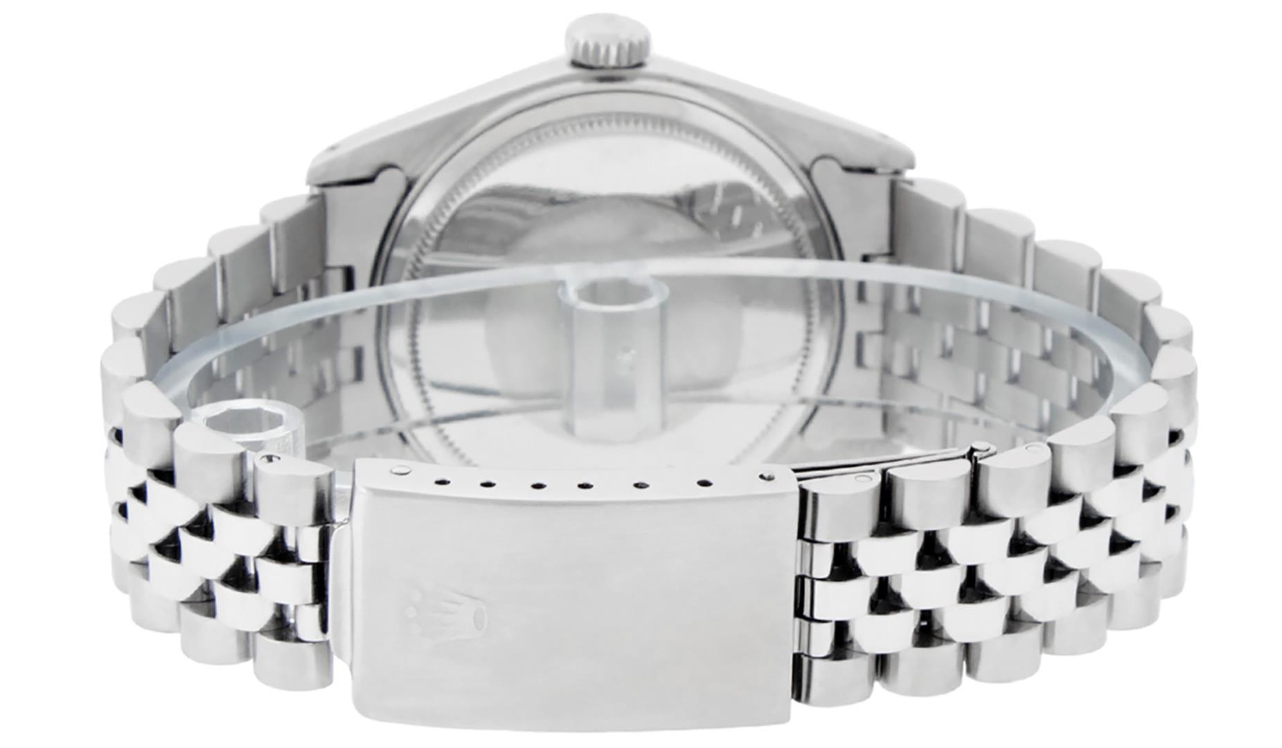 Rolex Mens Stainless Steel White Roman Datejust Wristwatch