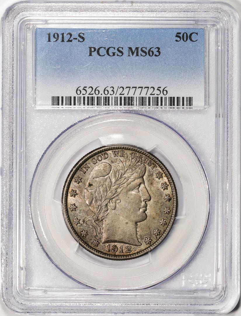 1912-S Barber Quarter Coin PCGS MS63