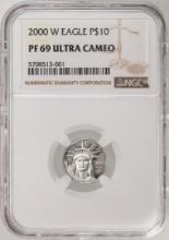2000-W $10 Proof American Platinum Eagle Coin NGC PF69 Ultra Cameo