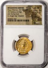 Byzantine Empire 585-602 AD Maur.Tiberius AV Solidus Ancient Gold Coin NGC Ch VF