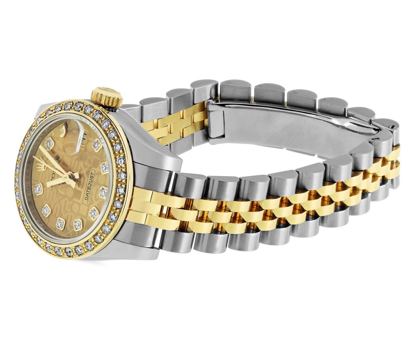 Rolex Ladies Two Tone Factory Diamond Datejust Wristwatch W/ Rolex Box