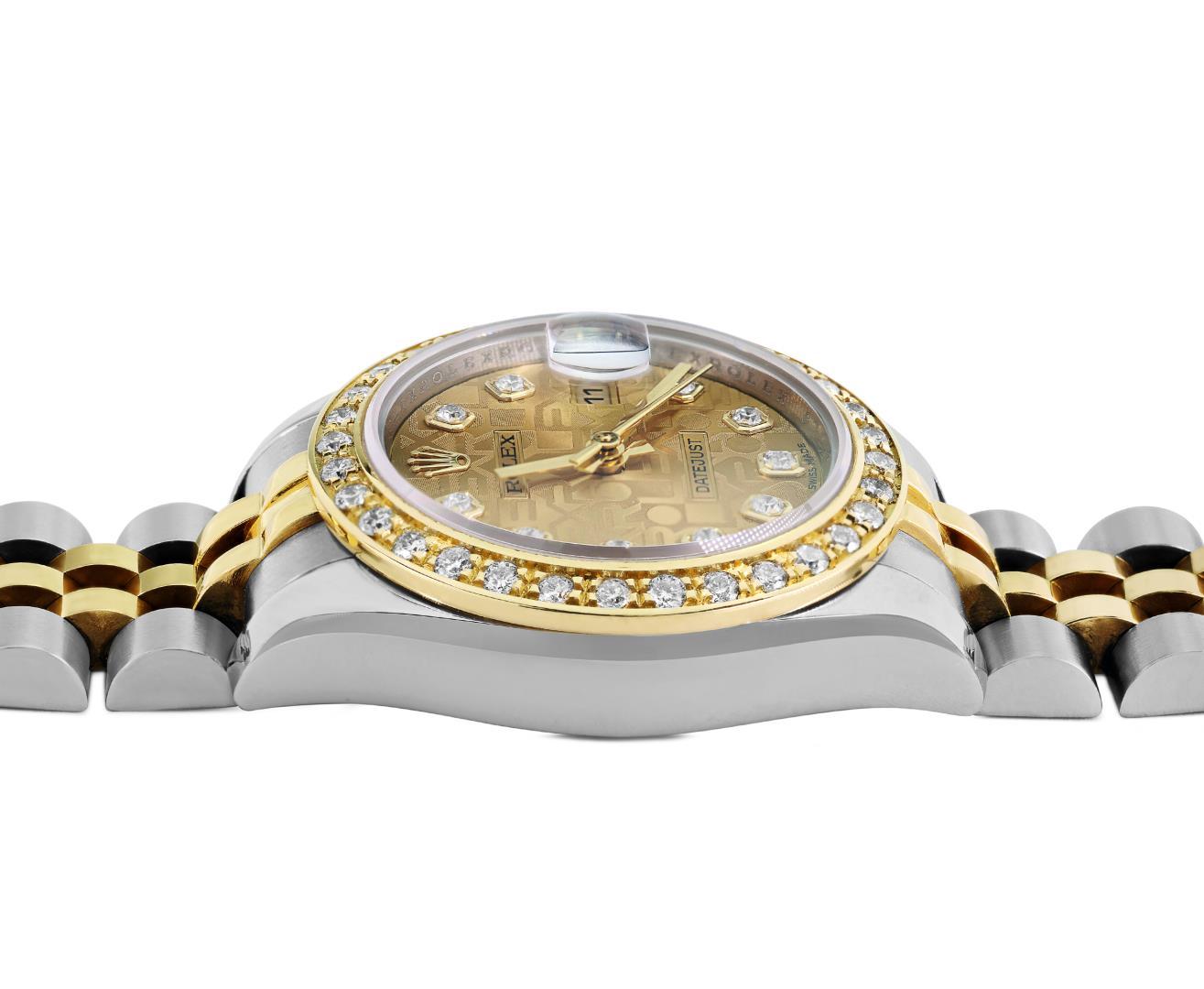 Rolex Ladies Two Tone Factory Diamond Datejust Wristwatch W/ Rolex Box