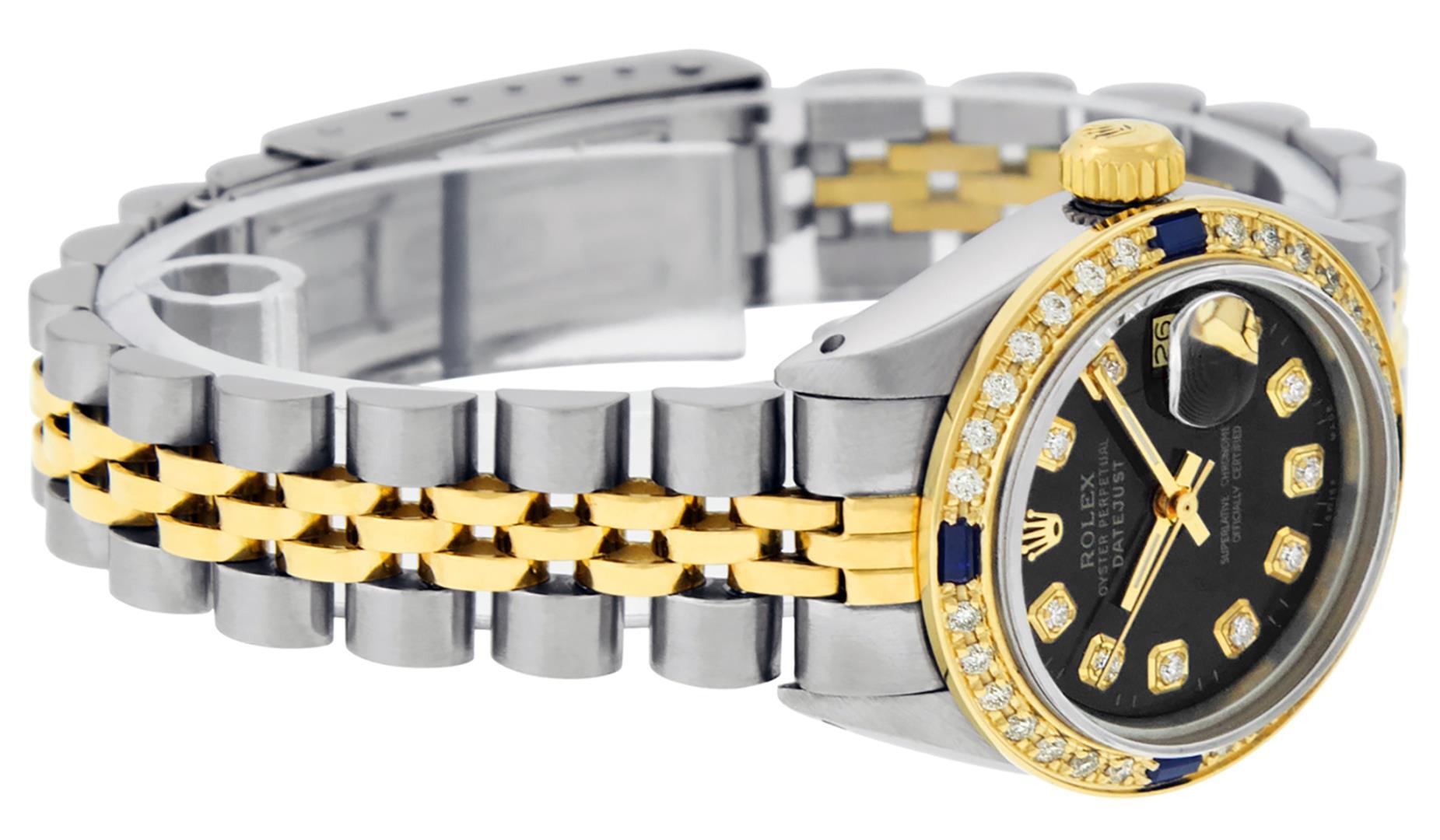 Rolex Ladies Two Tone Sapphire and Diamond Quickset Datejust Wristwatch