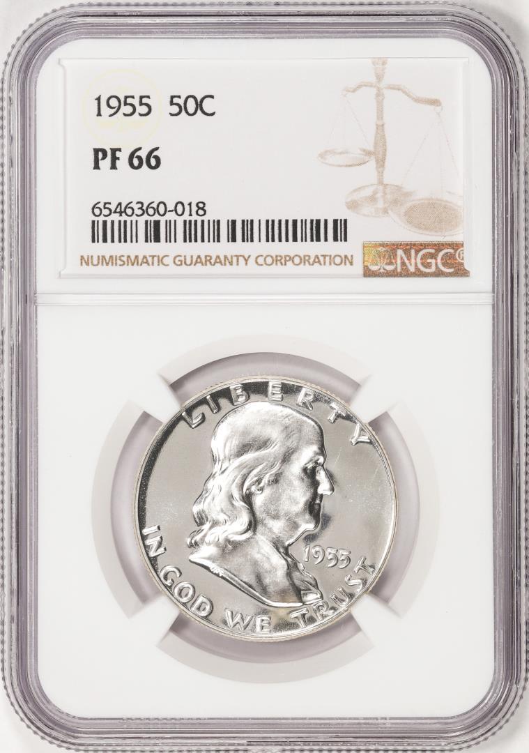 1955 Proof Franklin Half Dollar Coin NGC PF66