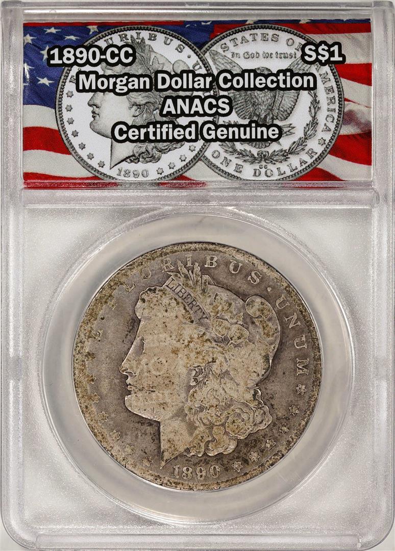 1890-CC $1 Morgan Silver Dollar Coin ANACS Certified Genuine