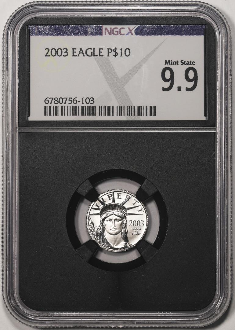 2003 $10 Platinum American Eagle Coin NGCX Mint State 9.9
