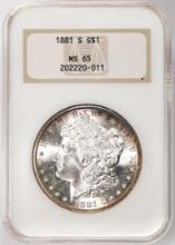 1881-S $1 Morgan Silver Dollar Coin NGC MS65 Old Fatty Holder