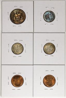 Lot of (6) Miscellaneous United States Coins Amazing Toning