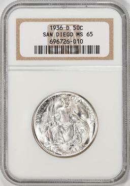 1936-D San Diego Commemorative Half Dollar Coin NGC MS65