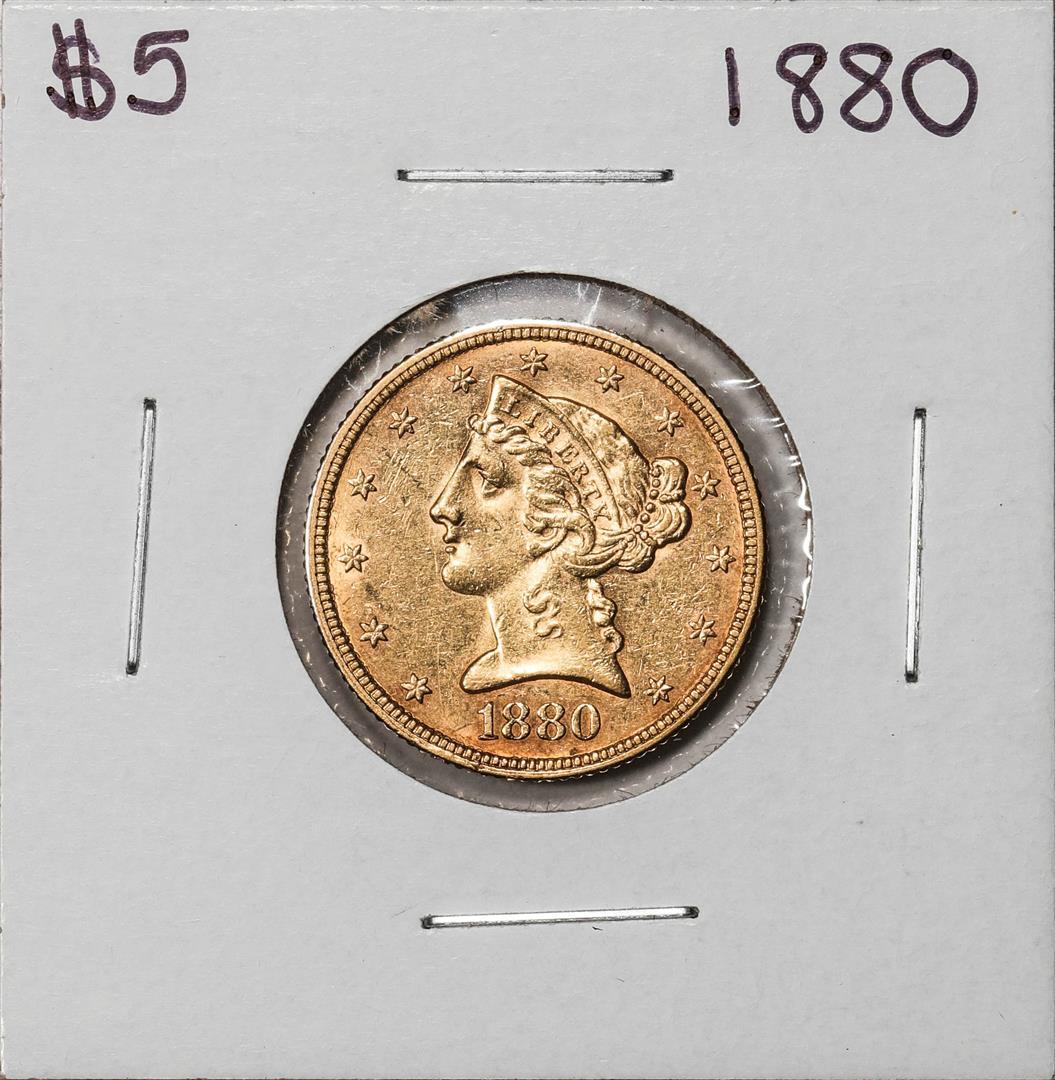 1880 $5 Liberty Head Half Eagle Gold Coin